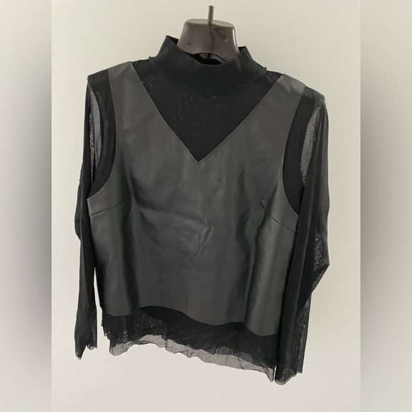 Woman’s size large top faux leather - Picture 1 of 7